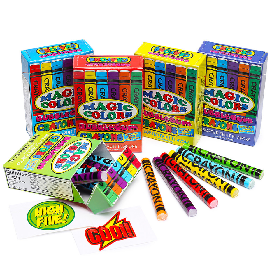 All City Candy Magic Colors Bubble Gum Crayons 0.96 oz. Box Case of 24 Novelty World Confections Inc. For fresh candy and great service, visit www.allcitycandy.com