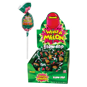 All City Candy Charms What A Melon Blow Pop Lollipops -Case of 48 Charms Candy (Tootsie) For fresh candy and great service, visit www.allcitycandy.com