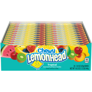 All City Candy Chewy Lemonhead Tropical Assorted Fruit Flavored Candies .8-oz. Box Case of 24 Chewy Ferrara Candy Company For fresh candy and great service, visit www.allcitycandy.com