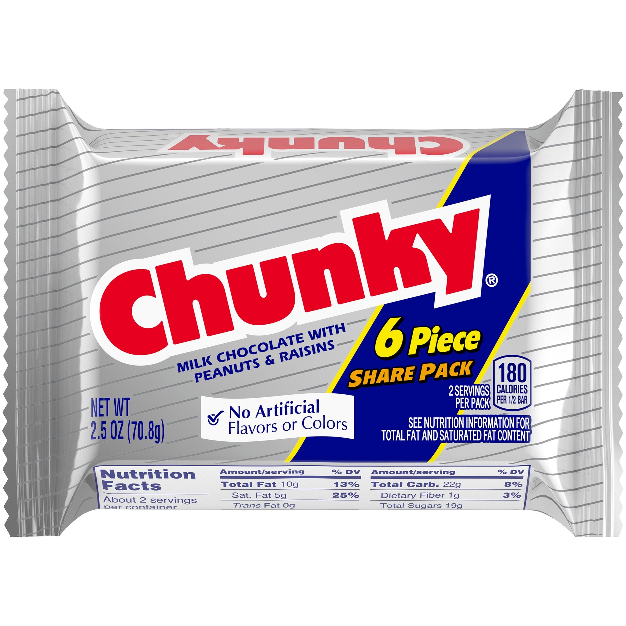 Chunky Candy Bar - Milk Choc Raisins Peanuts - 8 Count - FREE SHIPPING