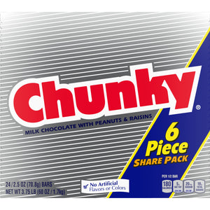 All City Candy Chunky Candy Bar 6-Piece Share Pack 2.5 oz. Case of 24 Candy Bars Ferrero For fresh candy and great service, visit www.allcitycandy.com
