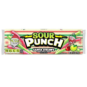 All City Candy Sour Punch Santa Straws Green Apple & Berry 3.2 oz. Tray Christmas American Licorice Company For fresh candy and great service, visit www.allcitycandy.com