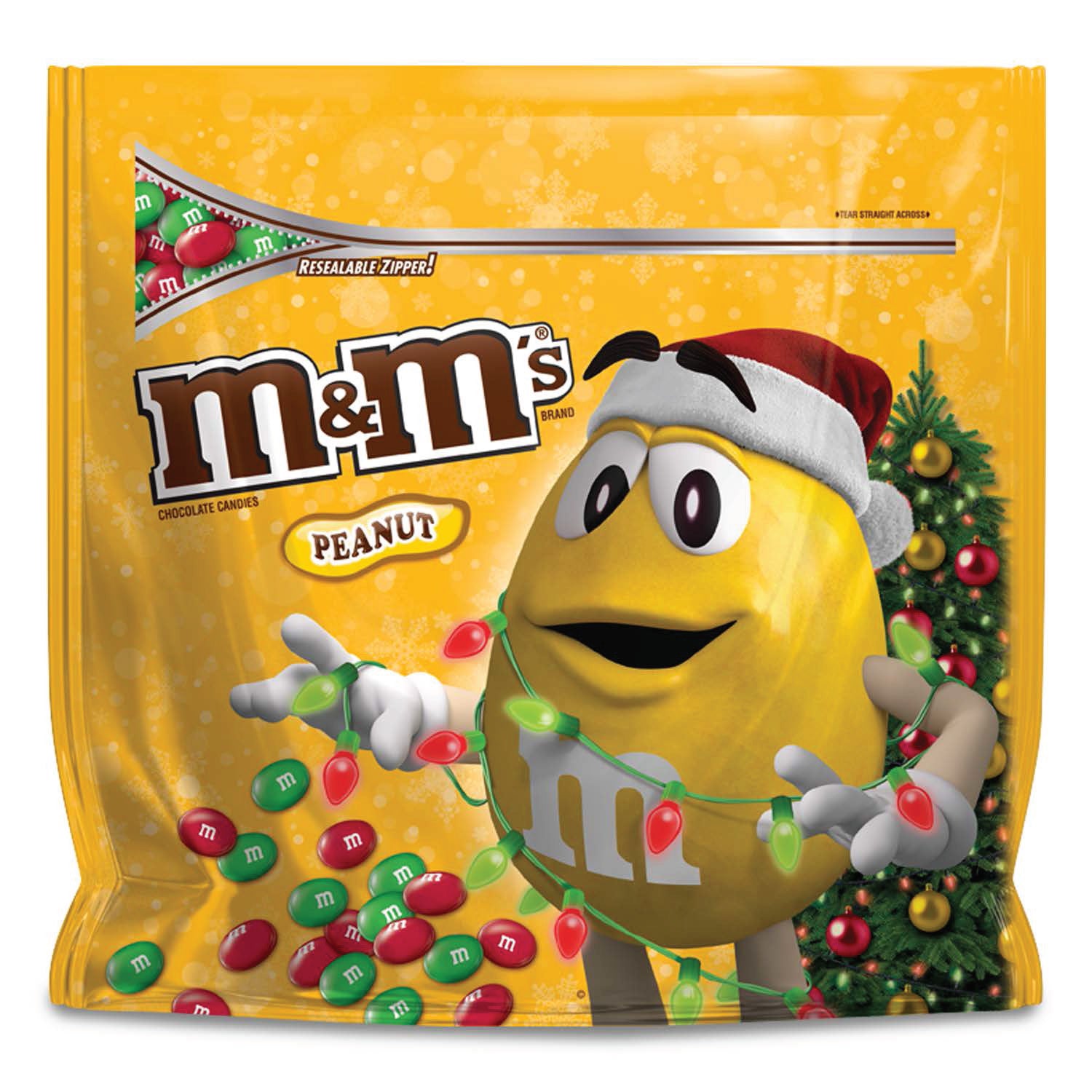 M&M'S Christmas Gift Peanut Milk Chocolate Candy Bag, 38 oz - Food