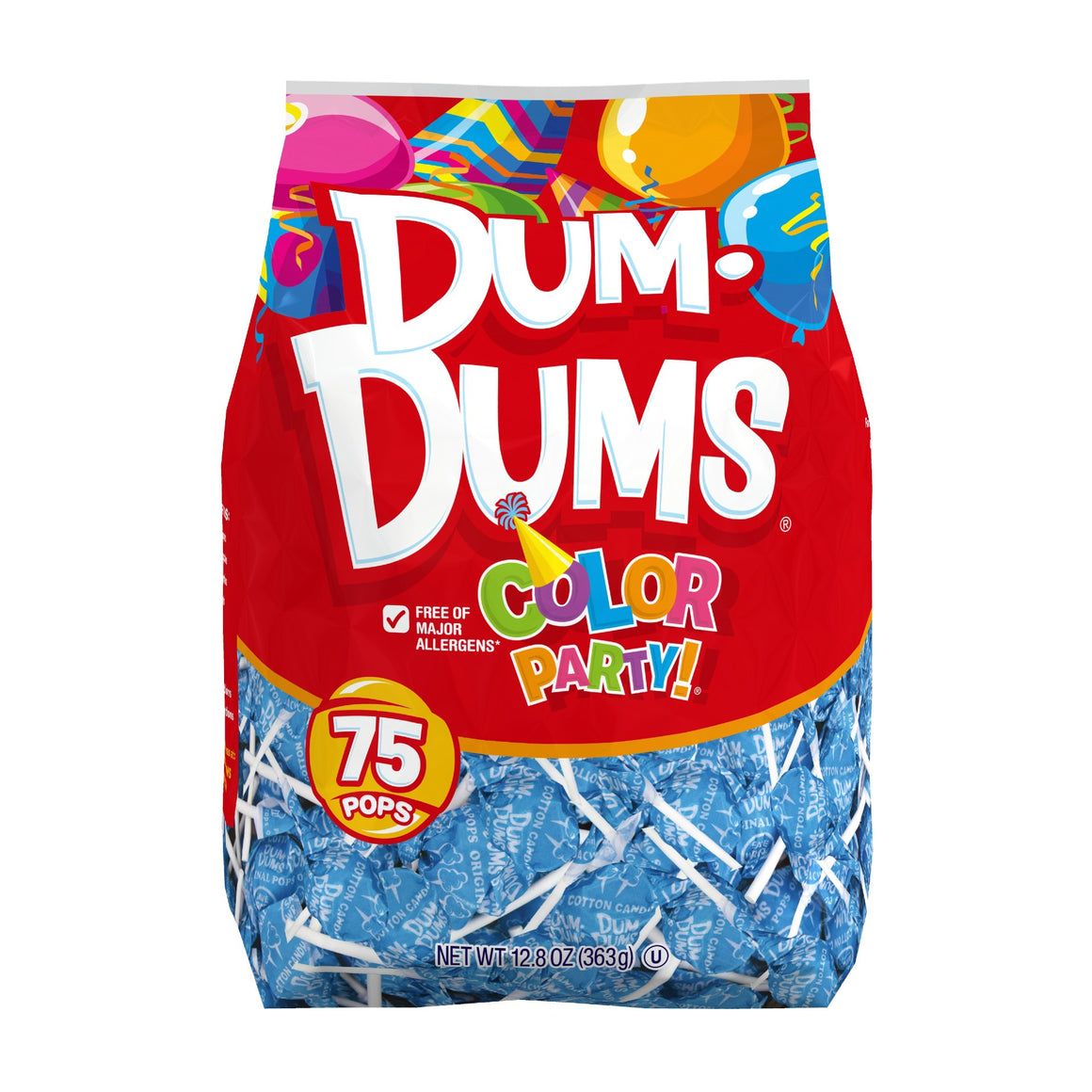 All City Candy Dum Dums Color Party Ocean Blue Cotton Candy Lollipops - Bag of 75 Lollipops & Suckers Spangler For fresh candy and great service, visit www.allcitycandy.com