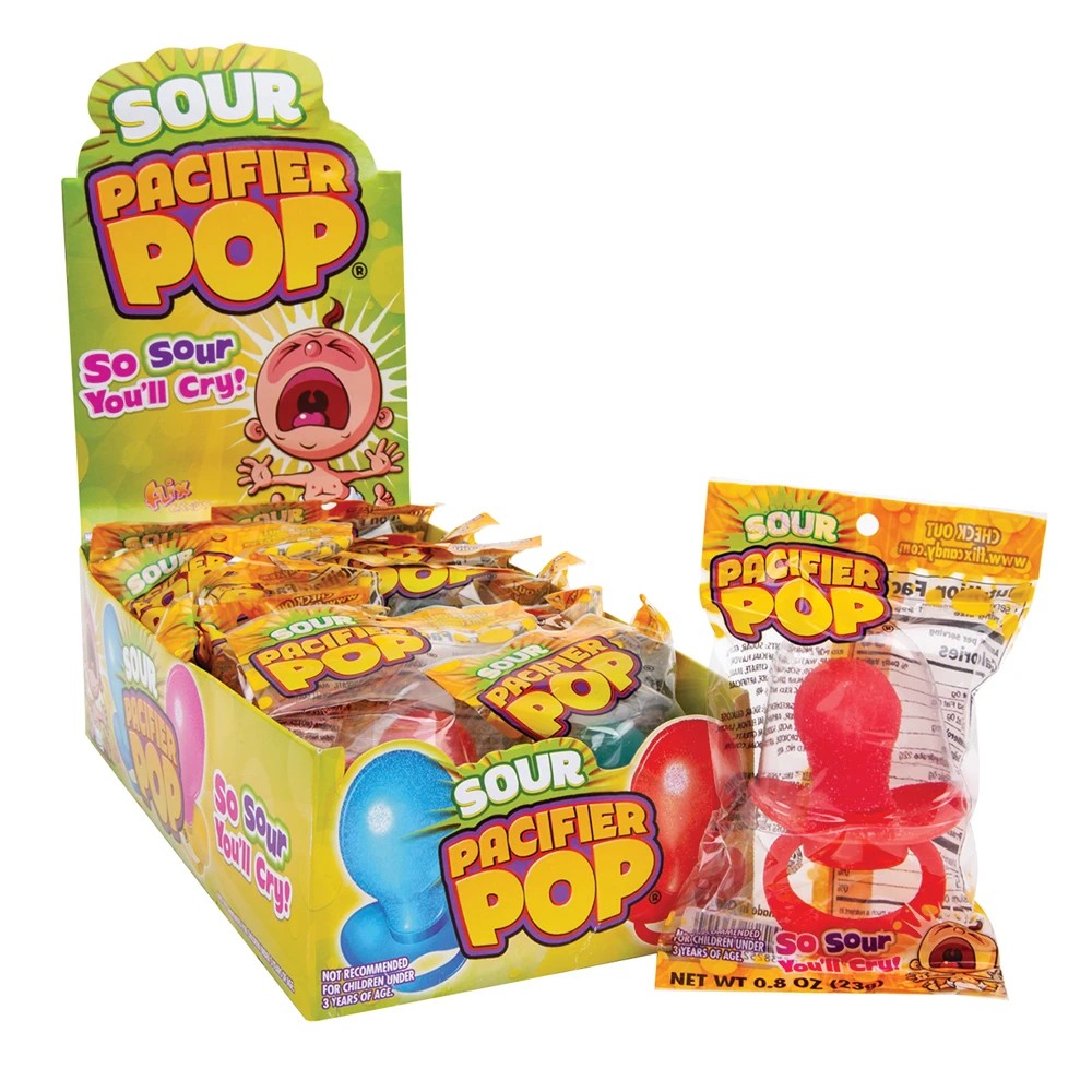 Sour Pacifier Pop .8 oz Strawberry, Watermelon or Blue Raspberry - All ...