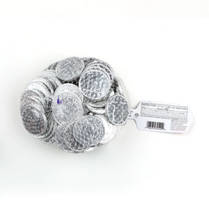 All City Candy Fort Knox Silver Foiled Milk Chocolate Coins - 1 LB Bag Bulk Wrapped Gerrit J. Verburg Candy For fresh candy and great service, visit www.allcitycandy.com