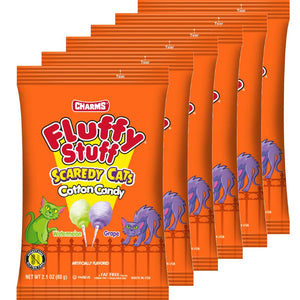 All City Candy Charms Fluffy Stuff Scaredy Cats Cotton Candy - 2.1-oz. Bag Pack of 6 Halloween Charms Candy (Tootsie) For fresh candy and great service, visit www.allcitycandy.com