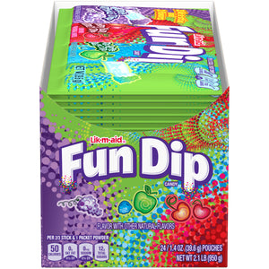 All City Candy Lik-m-aid Fun Dip Candy - 1.4-oz. Pack Case of 24 Powdered Candy Ferrara Candy Company For fresh candy and great service, visit www.allcitycandy.com
