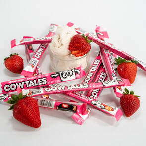 All City Candy Strawberry Smoothie Cow Tales Chewy Caramel Stick 1 oz. For fresh candy and great service, visit www.allcitycandy.com