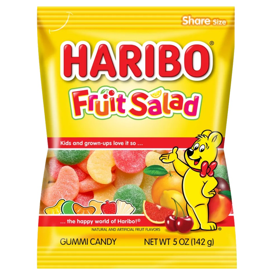 All City Candy Haribo Fruit Salad Gummi Candy - 5-oz. Peg Bag Gummi Haribo Candy For fresh candy and great service, visit www.allcitycandy.com