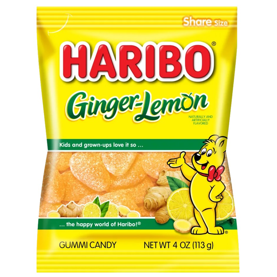 All City Candy Haribo Ginger-Lemon Gummi Candy - 4-oz. Peg Bag Gummi Haribo Candy For fresh candy and great service, visit www.allcitycandy.com