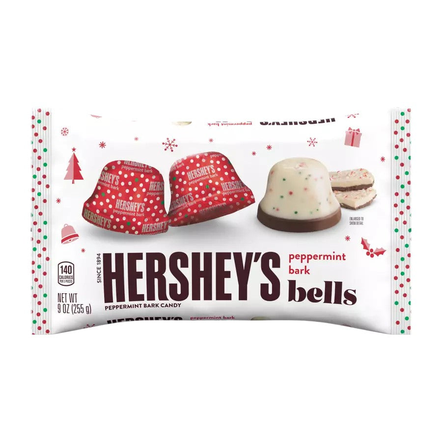 All City Candy Hershey's Peppermint Bark Bells 9 oz. Bag Christmas Hershey's For fresh candy and great service, visit www.allcitycandy.com