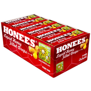 All City Candy Honees Honey Filled Hard Candy Drops - 1.6-oz. Pack Hard G.B. Ambrosoli Case of 24 For fresh candy and great service, visit www.allcitycandy.com