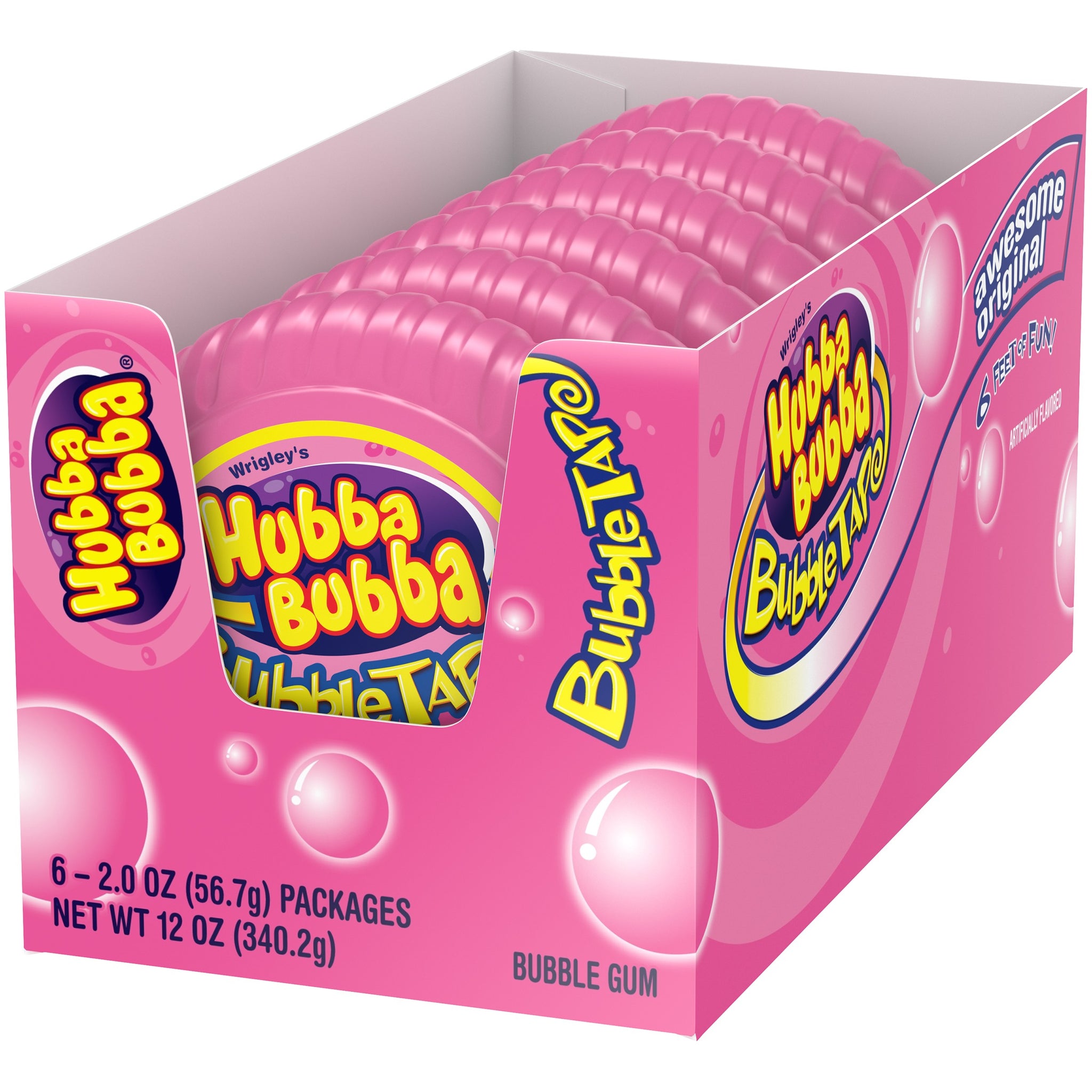 Hubba Bubba Gum Hubba Bubba Original Bubble Tape and Hubba Bubba Sour Blue Raspberry Bubble Tape Bundle | 6 Feet of Gum Each Tape | 2 Original Flavor