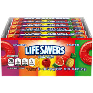 All City Candy Life Savers Hard Candy 5 Flavors - 1.14-oz. Roll Hard Wrigley Case of 20 For fresh candy and great service, visit www.allcitycandy.com