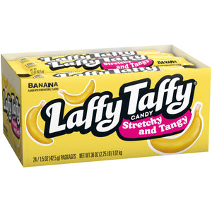 All City Candy Laffy Taffy Stretchy & Tangy Banana Candy Bar 1.5 oz. Case of 24 Candy Bars Ferrara Candy Company For fresh candy and great service, visit www.allcitycandy.com