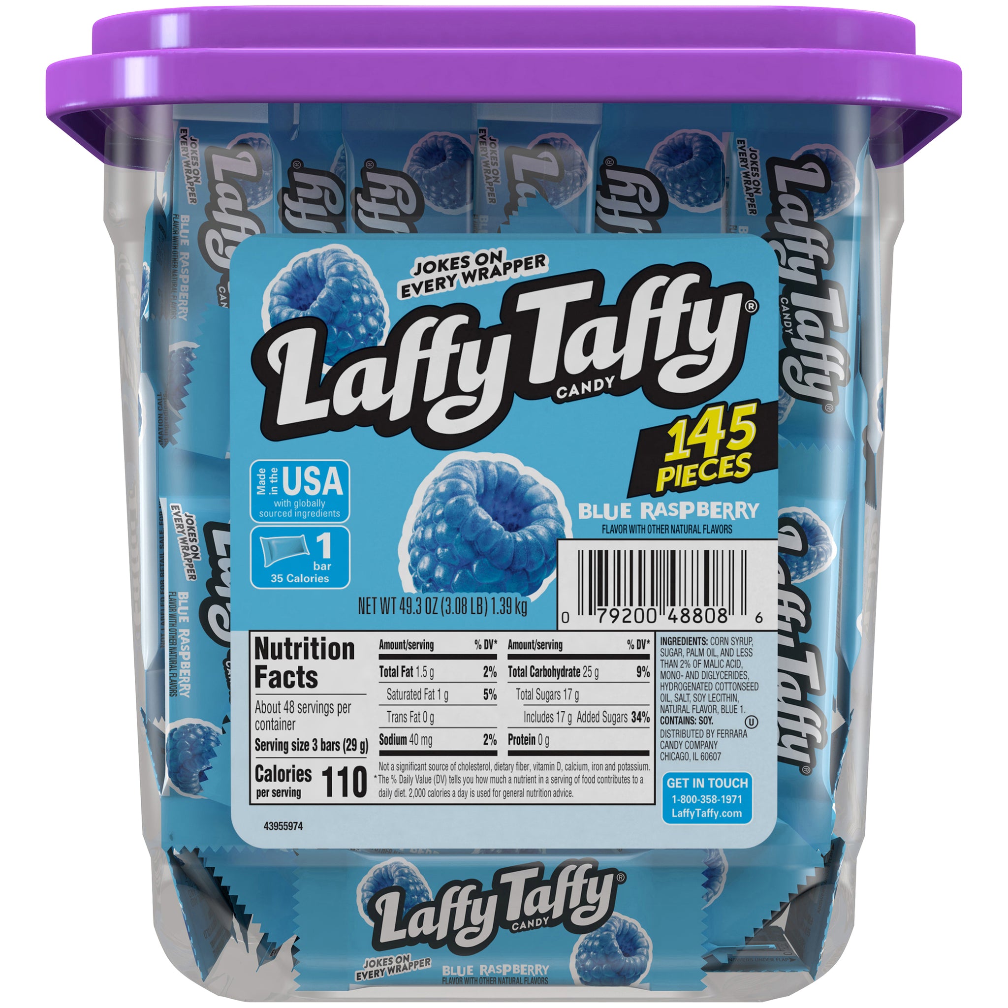 Laffy Taffy Candy - Blue Raspberry: 145-Piece Tub Laffy Taffy Candy - Blue Raspberry: 145-Piece Tub