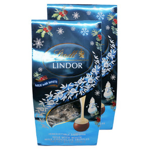 All City Candy Lindt Holiday Lindor Milk & White Truffles - 8.5-oz. Bag Pack of 2 Christmas Lindt For fresh candy and great service, visit www.allcitycandy.com