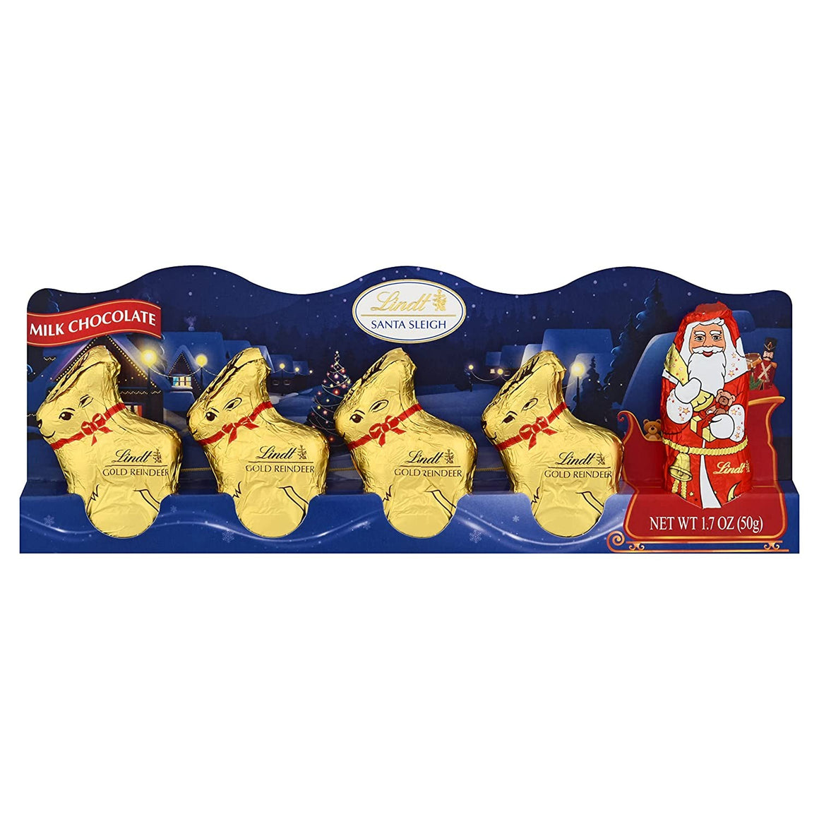 All City Candy Lindt Christmas Santa Sleigh Milk Chocolate Mini 5 pack 1.7 oz. Christmas Lindt For fresh candy and great service, visit www.allcitycandy.com