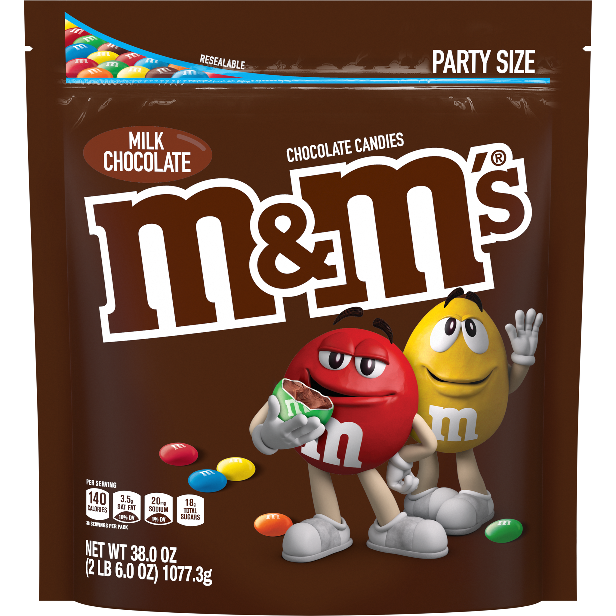 M&M's Milk Chocolate Candies Party Size - 38-oz. Resealable Bag - All City  Candy