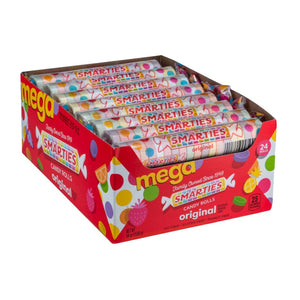 All City Candy Mega Smarties Candy Roll 2.25 oz. Smarties Candy Company Case of 24 For fresh candy and great service, visit www.allcitycandy.com