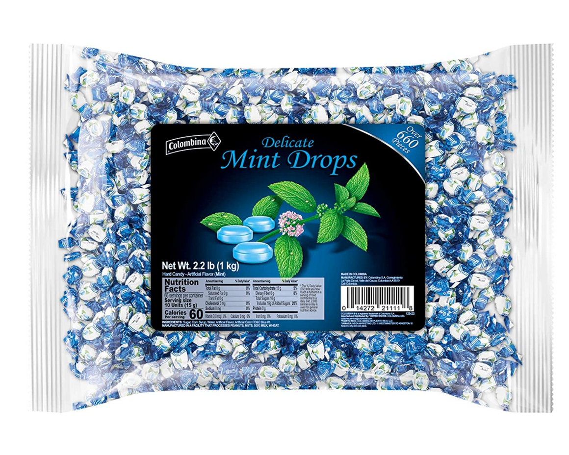 All City Candy Columbina Delicate Mint Drops Hard Candy - 2.2 LB Bulk Bag Bulk Wrapped Colombina For fresh candy and great service, visit www.allcitycandy.com