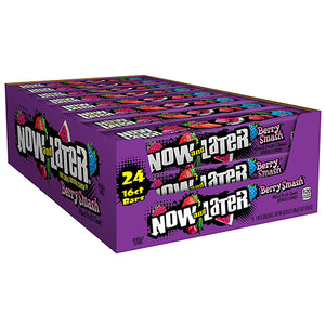 All City Candy Now and Later Berry Smash Mixed Fruit Chews - 2.44-oz. Bar Case of 24 Taffy Ferrara Candy Company For fresh candy and great service, visit www.allcitycandy.com