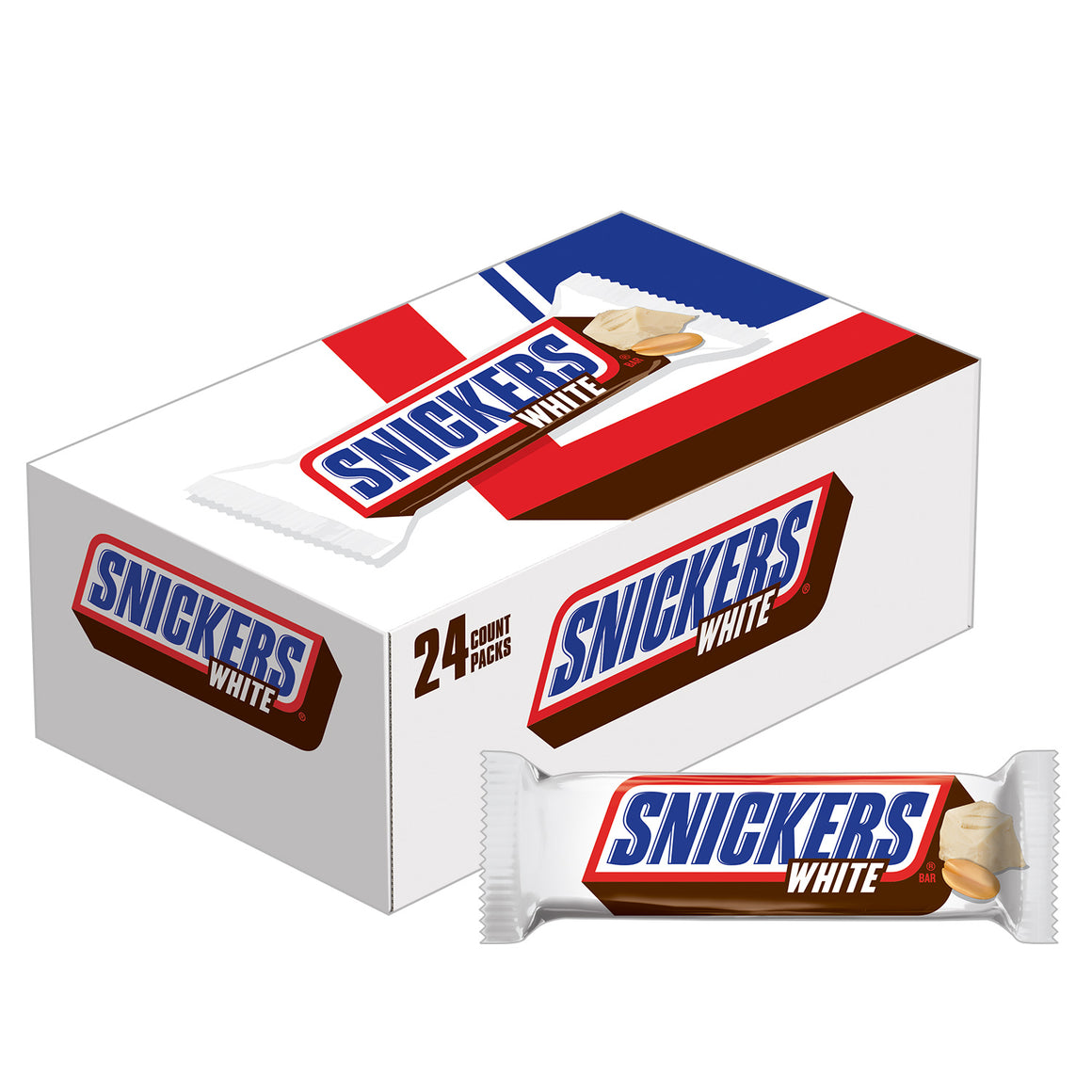 All City Candy Snickers White Chocolate Bar - 1.41 oz Bar 1 Bar Mars Chocolate For fresh candy and great service, visit www.allcitycandy.com