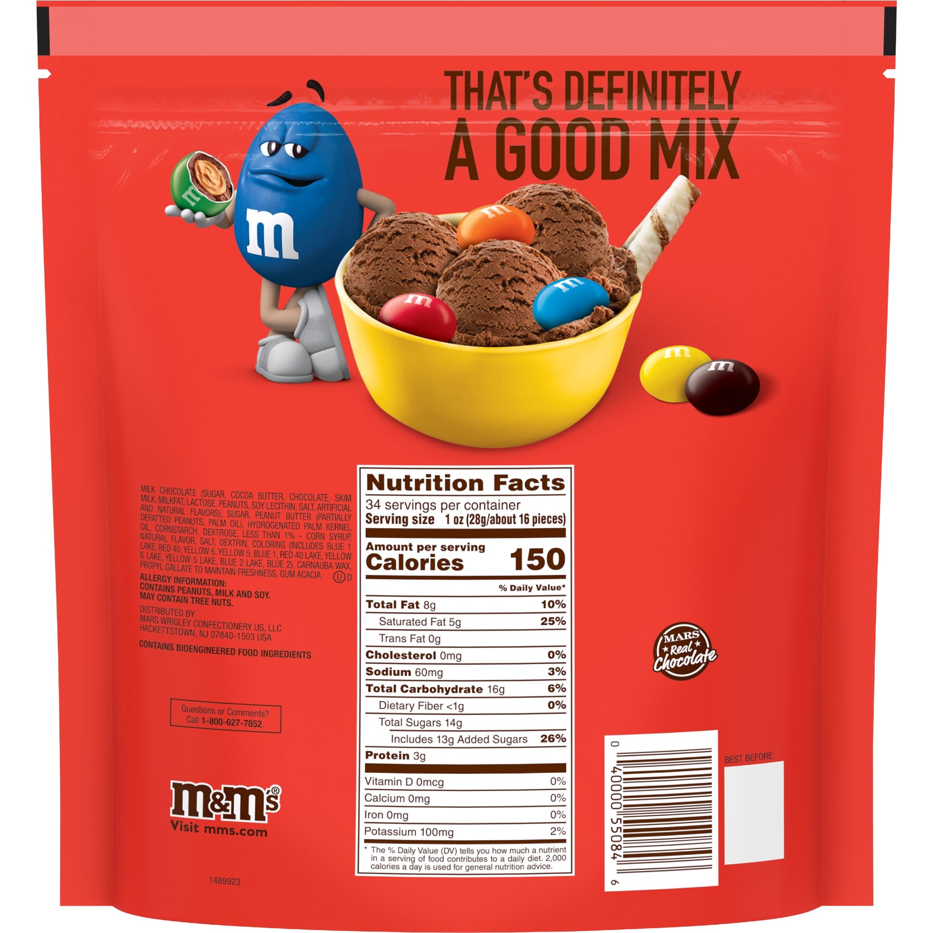 M&M's Peanut Butter Chocolate Candies Party Size - 34-oz. Resealable Bag