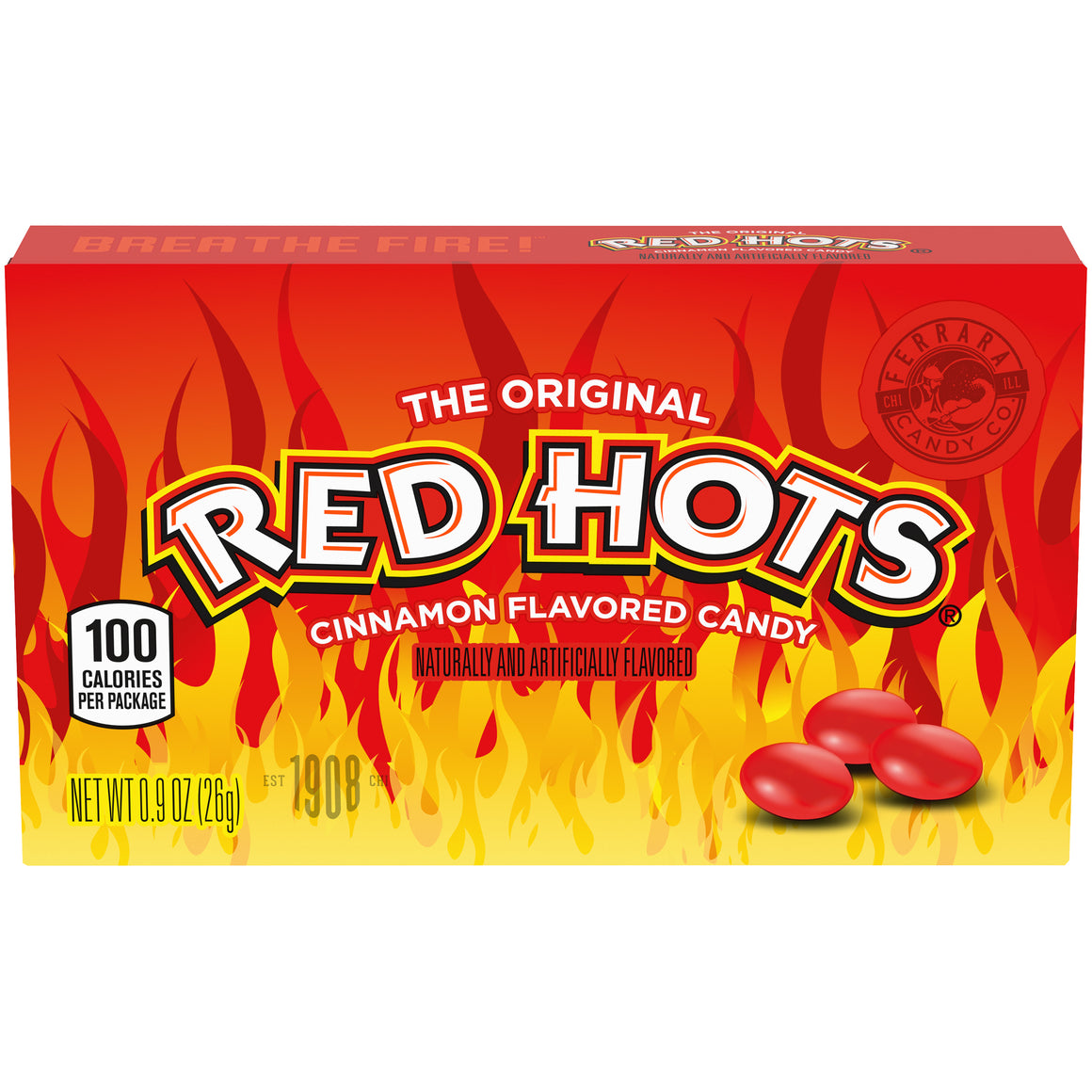 All City Candy Red Hots Original Cinnamon Candy 0.9-oz. Box Case of 24 Hard Ferrara Candy Company For fresh candy and great service, visit www.allcitycandy.com