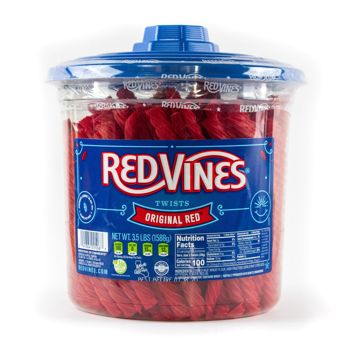 All City Candy Red Vines Original Red Licorice Twists - 3.5 LB Tub Licorice American Licorice Company For fresh candy and great service, visit www.allcitycandy.com