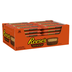All City Candy Reese's Peanut Butter Cups 2 Cup 1.5 oz. Case of 36 Candy Bars Hershey's For fresh candy and great service, visit www.allcitycandy.com