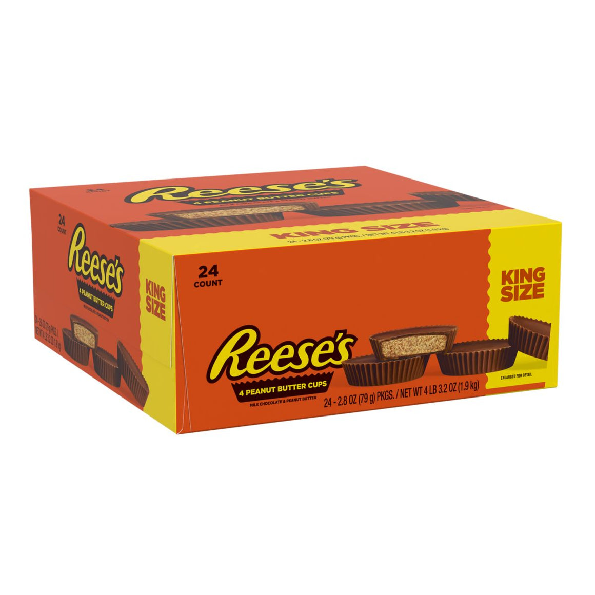All City Candy Reese's Peanut Butter Cups King Size 4 Cup 2.8 oz. Candy Bars Hershey's 1 Pack For fresh candy and great service, visit www.allcitycandy.com