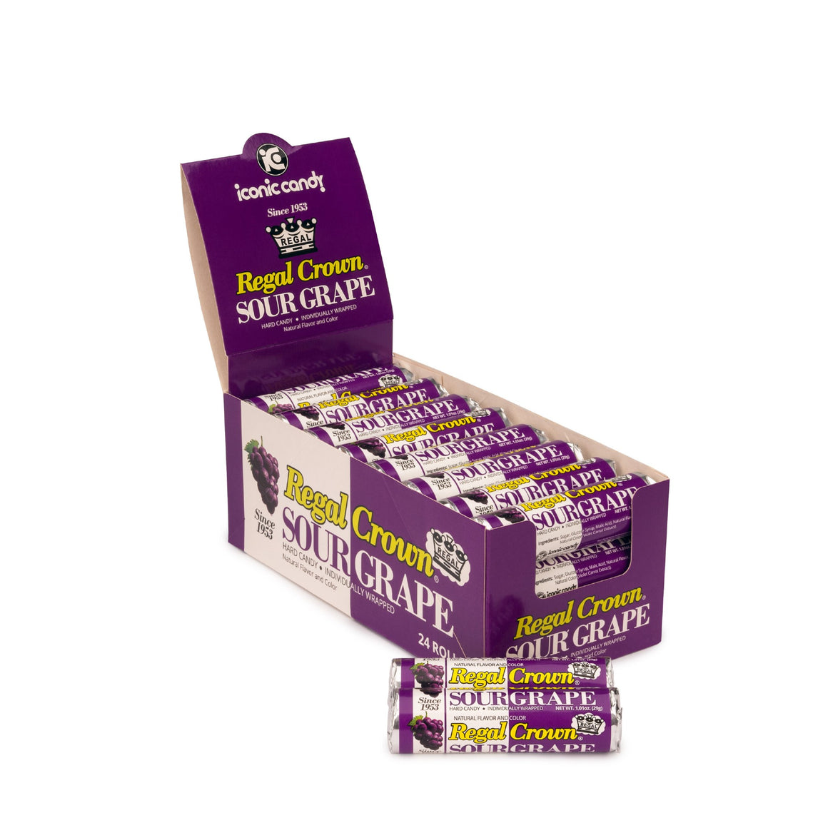 All City Candy Regal Crown Sour Grape 1.01 oz. Rolls 1 Roll Hard Candy Iconic Candy For fresh candy and great service, visit www.allcitycandy.com