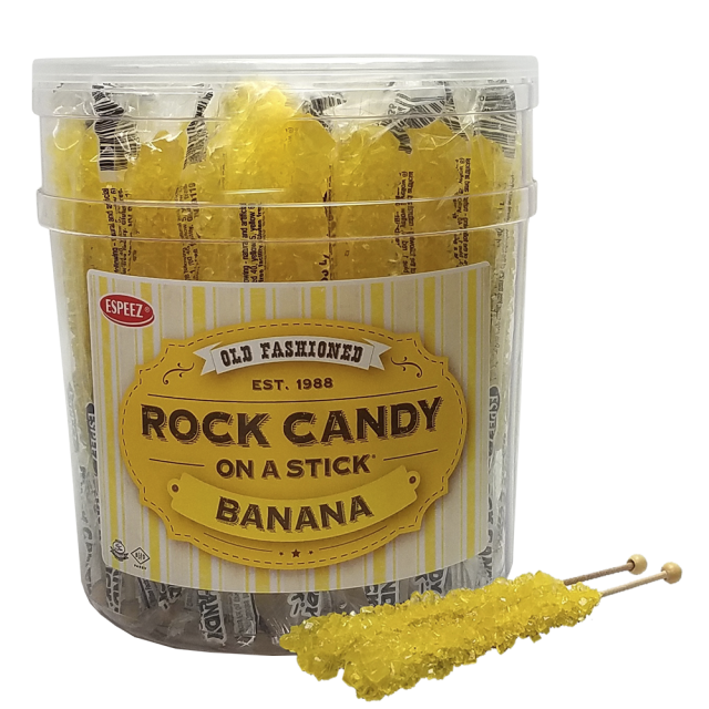 Yellow Banana Flavored Rock Candy Crystal Sticks - Tub of 36 - All City ...