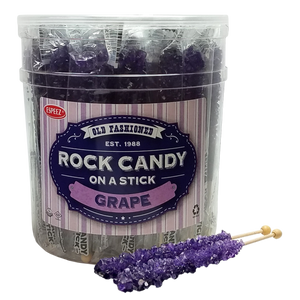 All City Candy Purple Grape Flavored Rock Candy Crystal Sticks - Tub of 36 Rock Candy Espeez For fresh candy and great service, visit www.allcitycandy.com