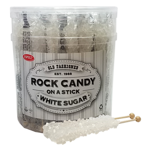 All City Candy White Sugar Flavored Rock Candy Crystal Sticks - Tub of 36 Rock Candy Espeez For fresh candy and great service, visit www.allcitycandy.com