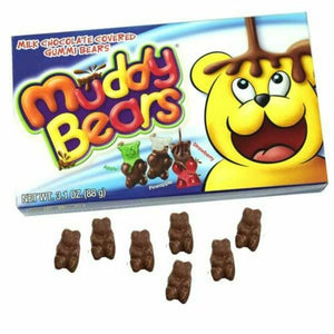 All City Candy Muddy Bears Milk Chocolate Covered Gummi Bears - 3.1-oz. Theater Box Theater Boxes Taste of Nature Inc. For fresh candy and great service, visit www.allcitycandy.com