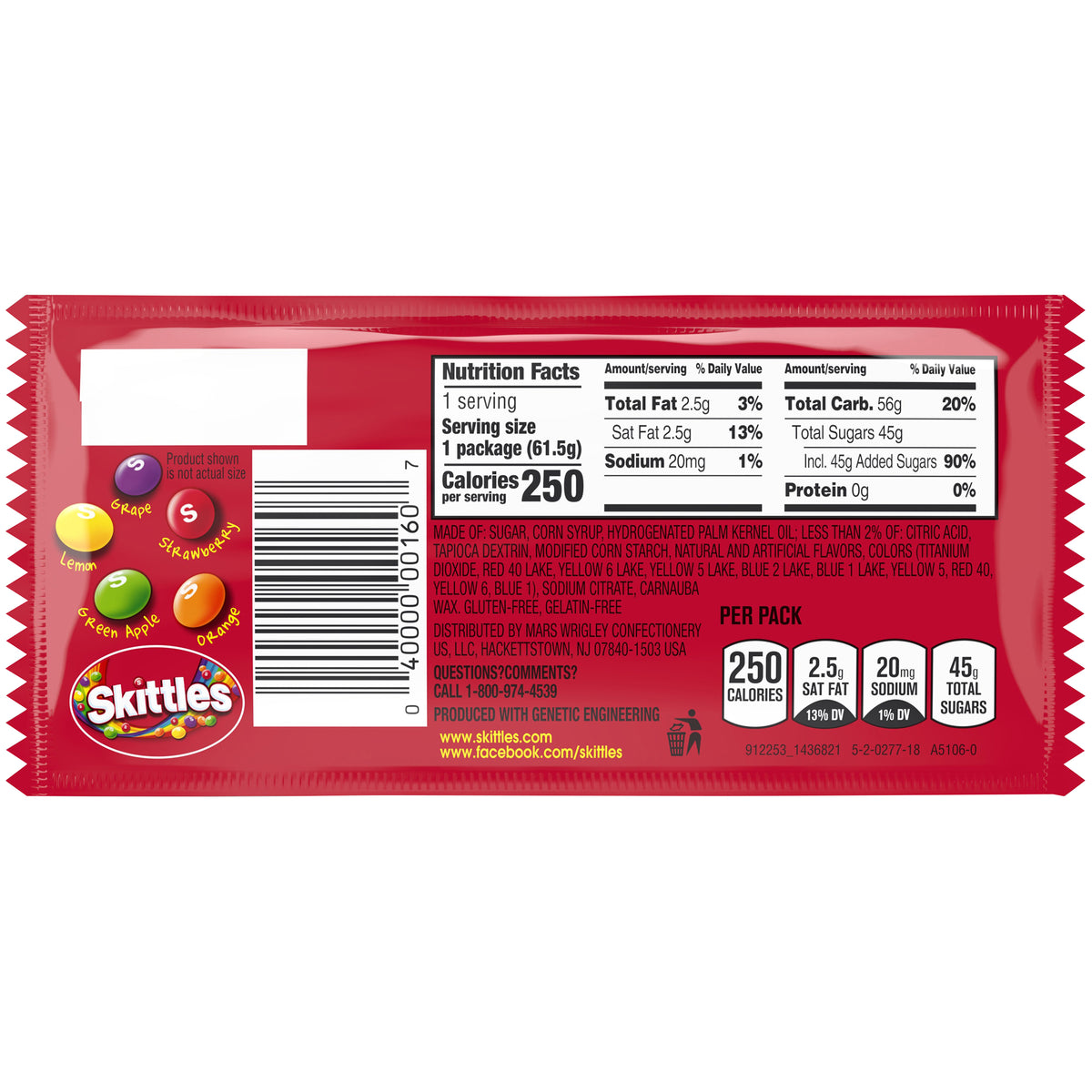 Skittles Original Bite Size Candies 2.17oz. Bag All City Candy