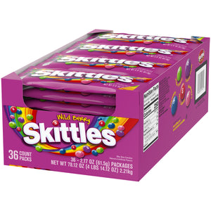 All City Candy Skittles Wild Berry Bite Size Candies - 2.17-oz. Bag Chewy Wrigley Case of 36 For fresh candy and great service, visit www.allcitycandy.com
