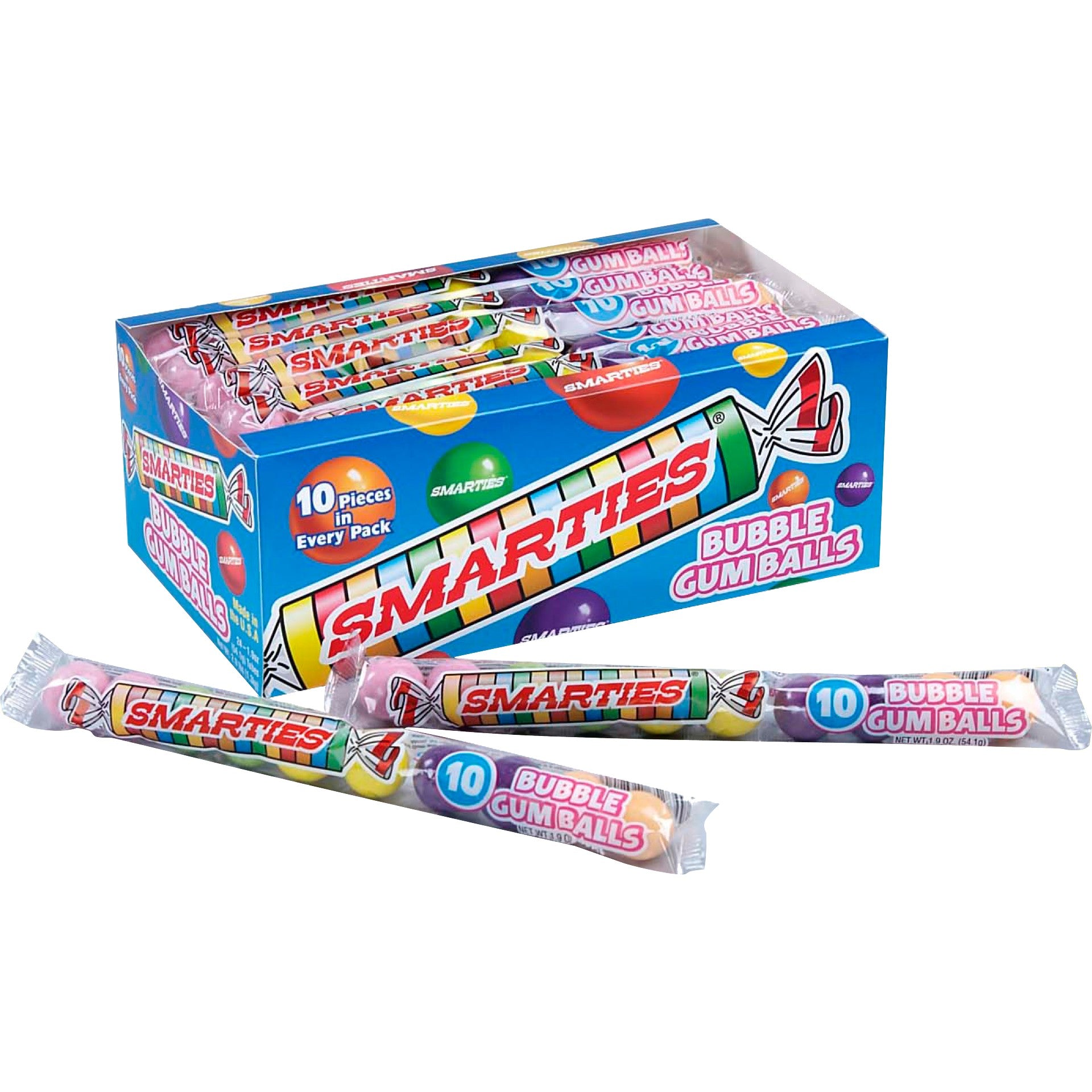 All City Candy Smarties 10 Ball Tube Gumballs 2.0 oz. Case of 12 Ford Gum & Machine Company For fresh candy and great service, visit www.allcitycandy.com