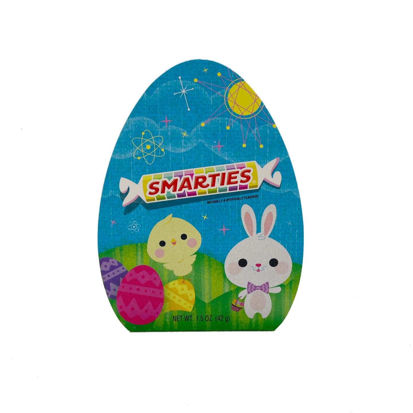All City Candy Bee Easter Egg Shaped Filled Boxes with Mike and Ikes or Smarties 1.5 oz. Smarties Blue Bee International Candy For fresh candy and great service, visit www.allcitycandy.com