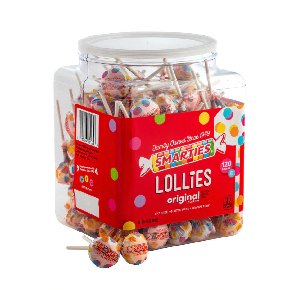 All City Candy Smarties Pops Lollipops - Tub of 120 Lollipops & Suckers Smarties Candy Company  For fresh candy and great service, visit www.allcitycandy.com