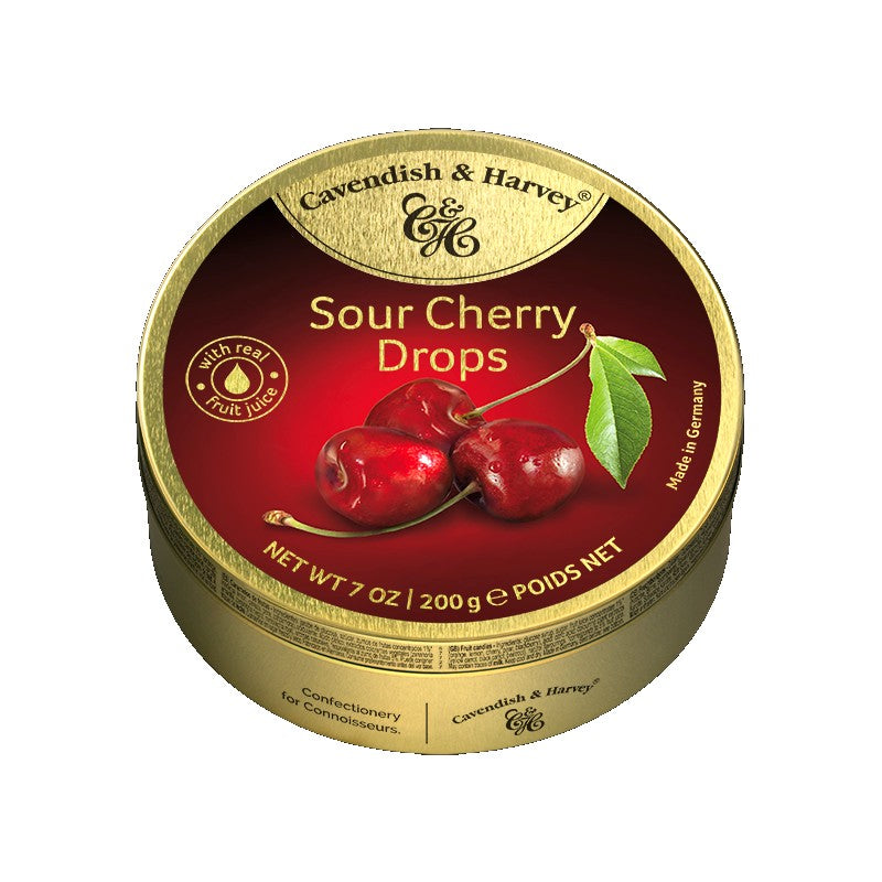 All City Candy Cavendish & Harvey Sour Cherry Drops 5.3 oz. Tin Hard Cavendish & Harvey Confectionery For fresh candy and great service, visit www.allcitycandy.com