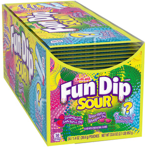 All City Candy Lik-m-aid Sour Fun Dip - 1.4-oz. Packet Case of 24 Powdered Candy Ferrara Candy Company For fresh candy and great service, visit www.allcitycandy.com