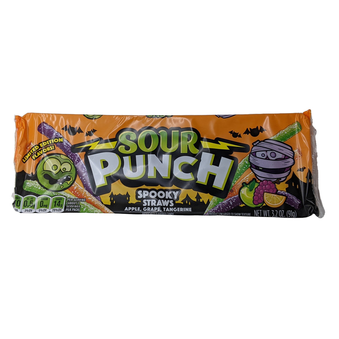 All City Candy Sour Punch Halloween Spooky Straws 3.2 oz. Tray Case of 12 Halloween American Licorice Company For fresh candy and great service, visit www.allcitycandy.com