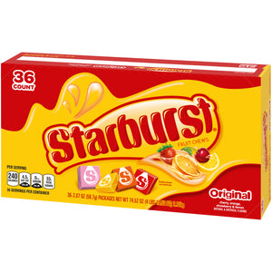 All City Candy Starburst Fruit Chews Original Fruits - 2.07-oz. Bar Chewy Wrigley Case of 36 For fresh candy and great service, visit www.allcitycandy.com