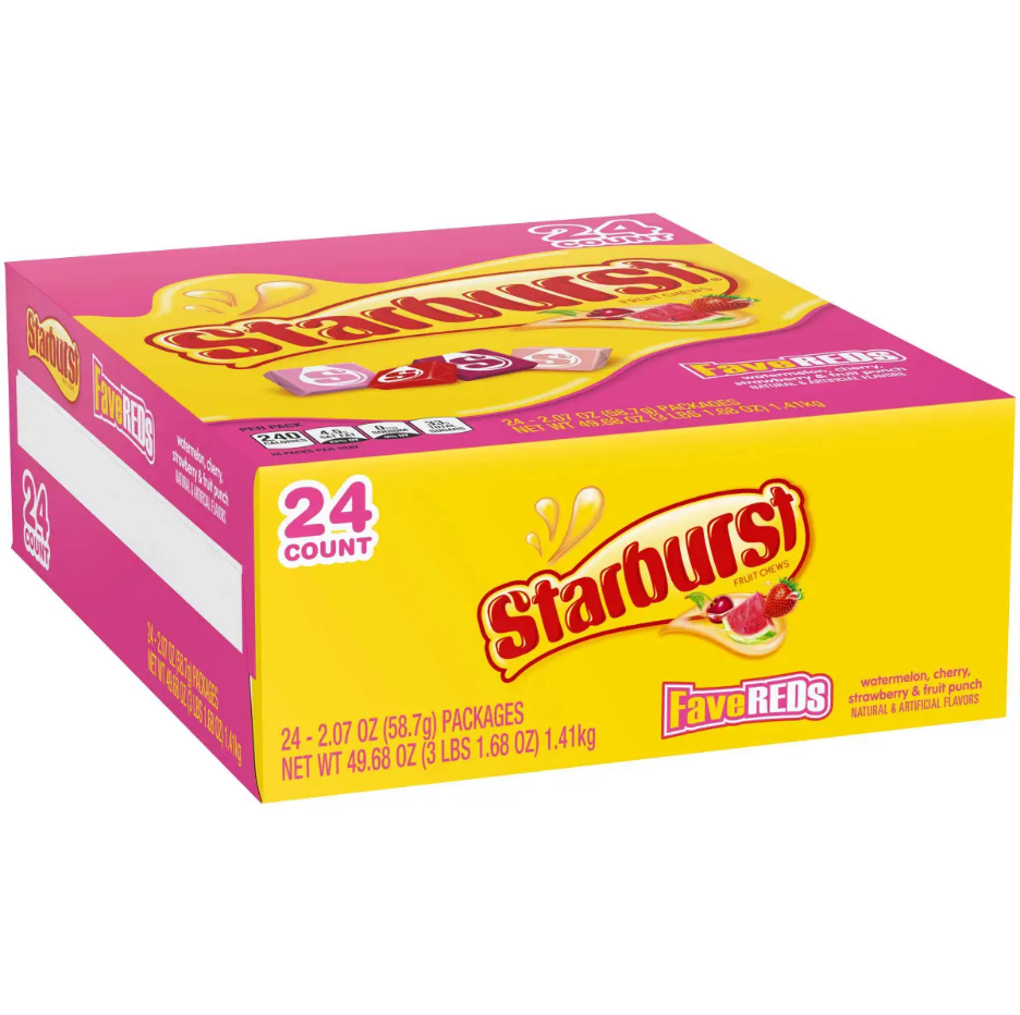 All City Candy Starburst Fruit Chews FaveREDS - 2.07-oz. Bar Chewy Wrigley 1 Bar For fresh candy and great service, visit www.allcitycandy.com