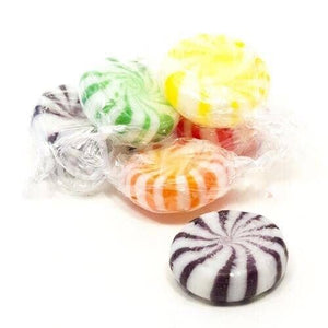 All City Candy Starlight Assorted Fruit Pinwheels Hard Candies - 3 LB Bulk Bag Bulk Wrapped Sunrise Confections For fresh candy and great service, visit www.allcitycandy.com