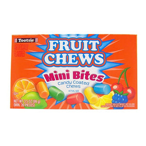 All City Candy Tootsie Fruit Chews Mini Bites Theater Box 3.5 oz. 1 Box Theater Boxes Tootsie Roll Industries For fresh candy and great service, visit www.allcitycandy.com